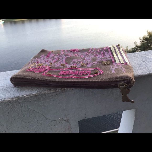 Lollipops Paris Clutch Accessory Top Zip Beaded and Sequin Pouch - Picture 8 of 9